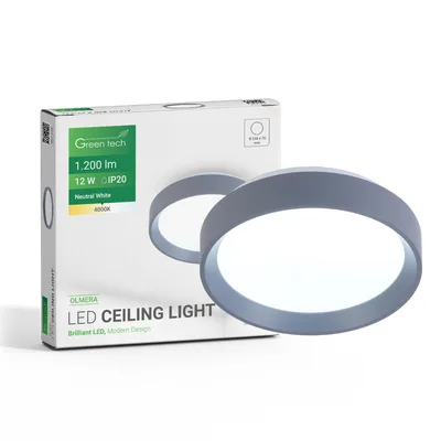 LED plafonjera Green Tech, 12W, 4000K, IP20, plava, promjer 25,8