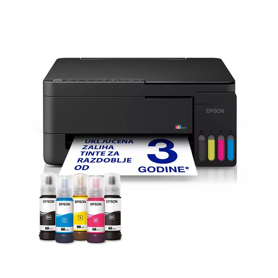 Printer EPSON EcoTank L3351 print/scan/copy Rez.5.760 x1.440 dpi. 33str/min Monokrom.15str/min Colour. USB