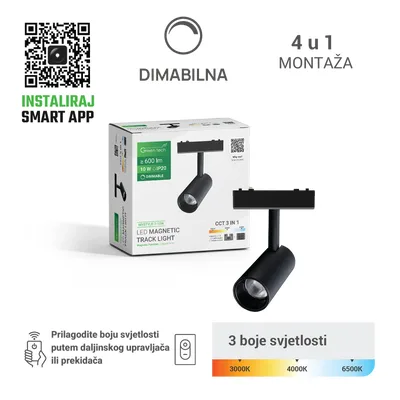 Green TECH LED magnetna svjetiljka "MYSTYLE" 10W, 3CCT, Dim./ Smart Lamp APP