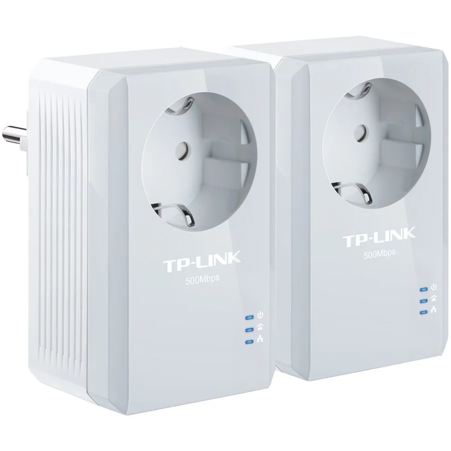 TP-Link AV600 Powerline Adapter with AC Pass Through Starter Kit, 600Mbps Powerline Data rate
