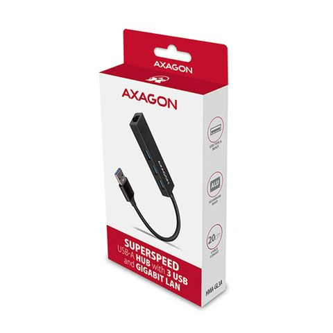USB HUB AXAGON HMA-CR3A 3x USB-A + Gigabit LAN 20cm