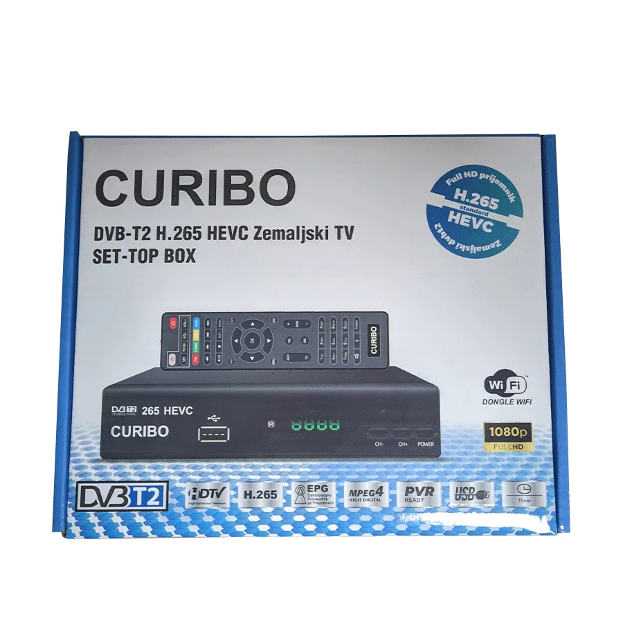 Curibo TV RECEIVER DVB-T2/C H.265, aerial + cable