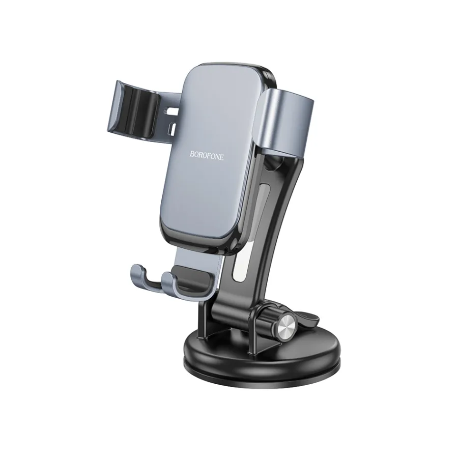 Borofone Univerzalni auto držač nosač za mobitel BH95 Warrior gravity car center console black metal gray