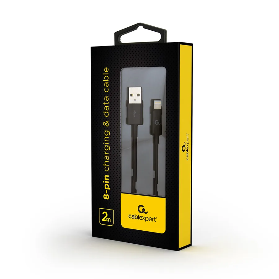 Gembird USB 2.0 kabl iPhone 8-pin charging and data cable, 2 m, black CC-USB2P-AMLM-2M