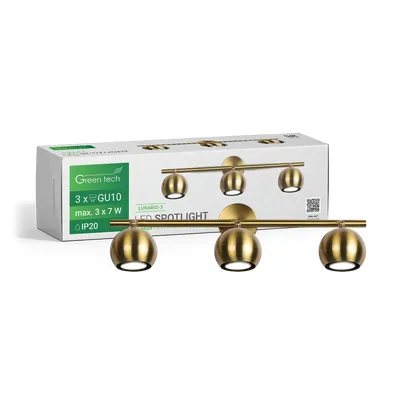 Green TECH LED spot svjetiljka GU10 X 3 kom, zlatna boja