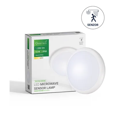 Green TECH LED plafonjera sa Microwave senzorom 12W, 4000K, promjer 27cm, IP65