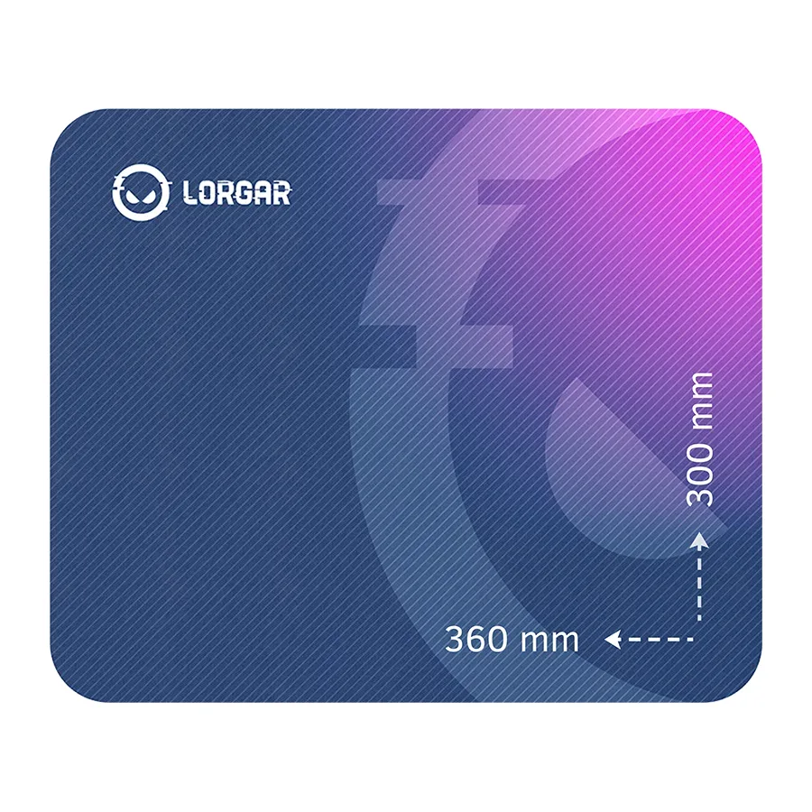 Lorgar Main 133, Gaming mouse pad, High-speed surface, Purple anti-slip rubber base, size: 360mm x 300mm x 3mm