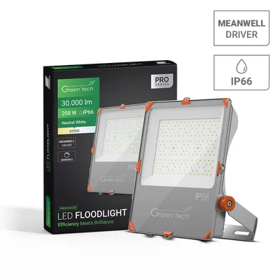 Green TECH Premium LED reflektor 200W, 150LM/W 4200K, IP66 Meanwell XLG
