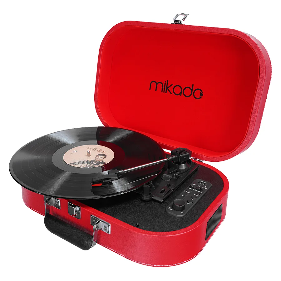 Gramofon Mikado Nostalgia MN-101 Pickup Red Usb + RCA + Bluetooth Supported Music Box, 22357