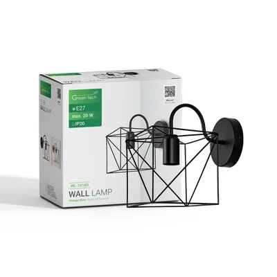 Green TECH LED zidna svjetiljka E27 x 1 kom, crna boja