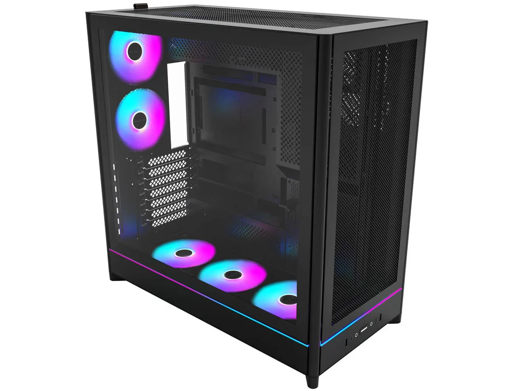 Inter-Tech Montech Case HS01 PRO PC Mid tower, ATX, ARGB, Black 5x 120mm fans