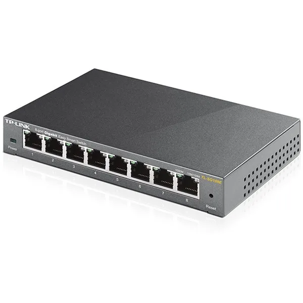 TP-Link TL-SG108E 8-Port Gigabit Easy Smart Switch, 8 x 10/100/1000Mbps RJ45 ports, MTU/Port/Tag-based VLAN