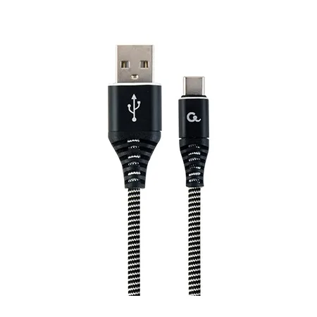 Gembird USB 2.0 kabl Premium cotton braided Type-C USB charging and data cable, 2m, black/white