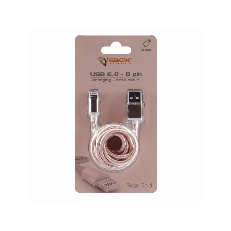 SBOX kabal USB - IPH.7 M/M 1,5M BLISTER Zlatno Roza