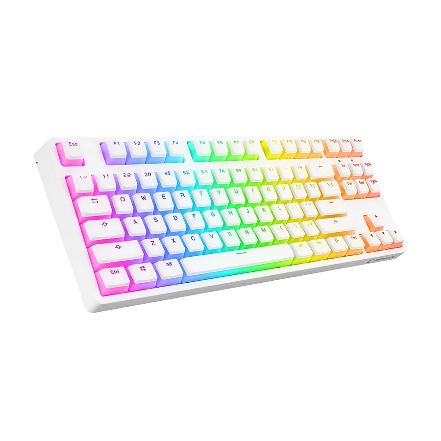 Tastatura gaming RAMPAGE KB-R136 GHOST Mechanical White Type-C red switch US Layout RGB pudding keycaps, 36816