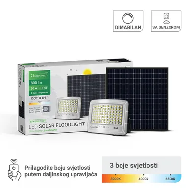 Green TECH LED solarni reflektor 50W, 3CCT, IP65
