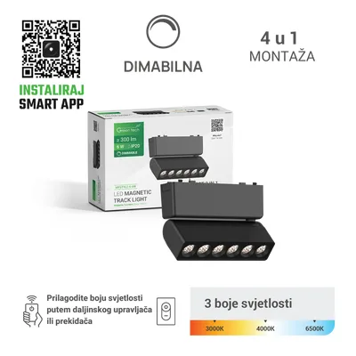 Green TECH LED magnetna svjetiljka "MYSTYLE" 6W, 3CCT, Dim./ Smart Lamp APP