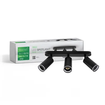 Green TECH LED spot svjetiljka GU10 X 3 kom, crna boja