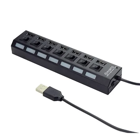 USB HUB GEMBIRD aktivni sa prekidačima UHB-U2P7-03, 7 port, LED indikator, black, + strujni adapter