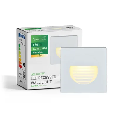 Green TECH LED ugradna zidna svjetiljka 1,5W, 3000K IP20, bijela