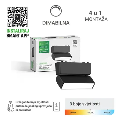 Green TECH LED magnetna svjetiljka "MYSTYLE" 6W, 3CCT, Dim./ Smart Lamp APP