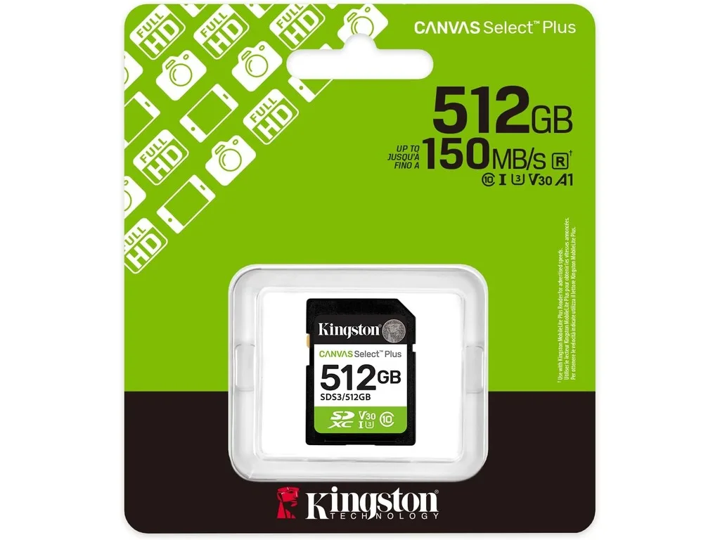 Kingston SDHC 512GB Class 10Canvas Select Plus150 MBs, Class 10 UHS-I