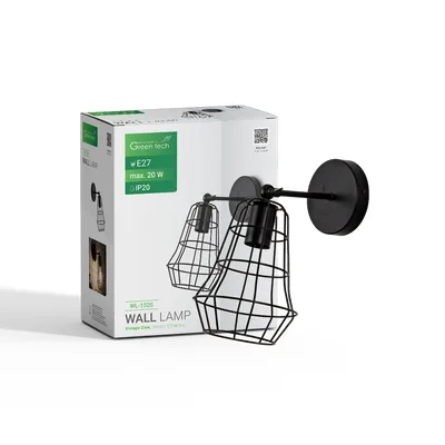 Green TECH LED zidna svjetiljka E27 x 1 kom, crna boja