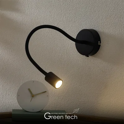 Green TECH LED zidna lampa 3W, 3000K, IP44, crna boja