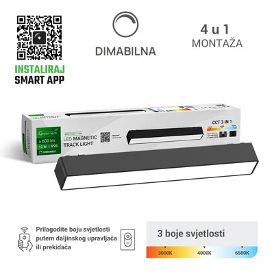 Green TECH LED magnetna svjetiljka "MYSTYLE" 12W, 3CCT, Dim./ Smart Lamp APP